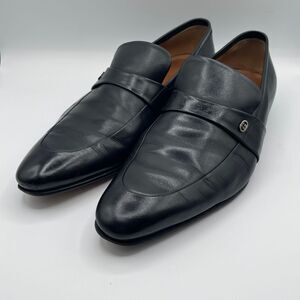 AUTHENTIC Gucci Black Calf Leather Loafers Classic Slip-On Dress Shoes Men's 11